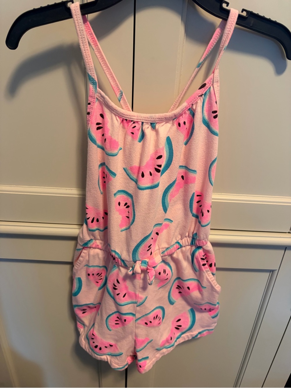 jumping beans Pink Watermelon Print Romper with Teal Accents